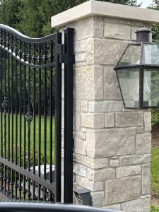 Masonry Pillars with Iron Infill Gates
